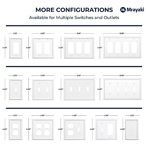 Classic White Natural Bamboo Fiber Wall Plate - 1 Gang Duplex Outlet Cover, 4 Pack, 13 Styles